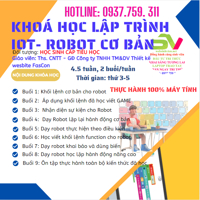 Khoá học tư duy lập trình IOT - Robot cho trẻ em